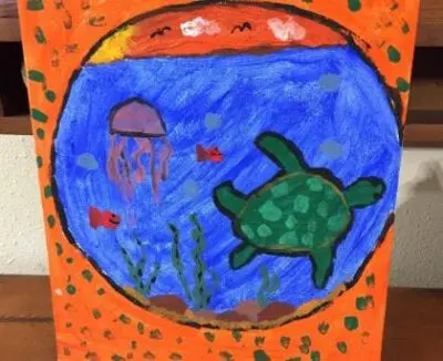 tortuga en el océano pintura