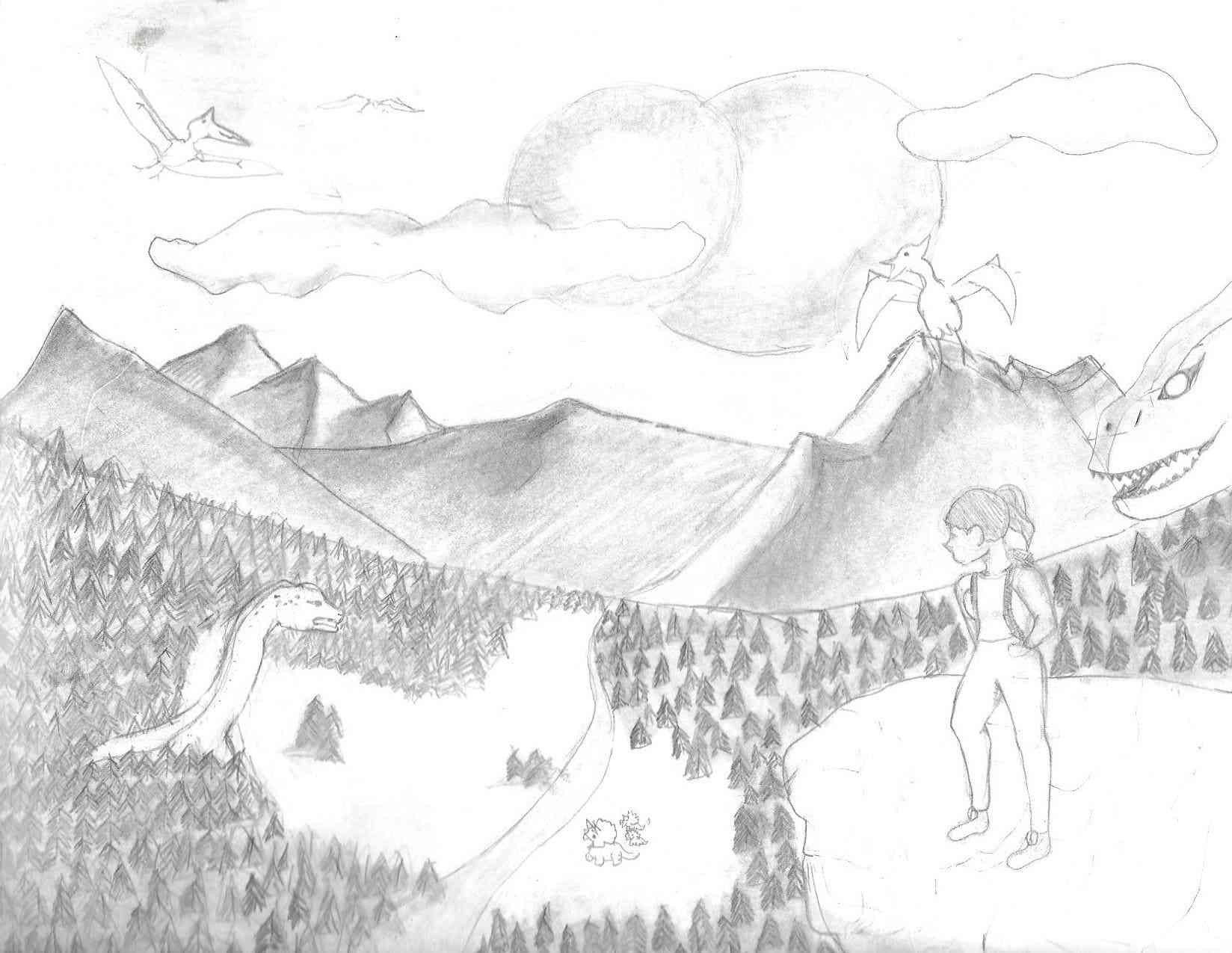 pintura de paisaje en blanco y negro
